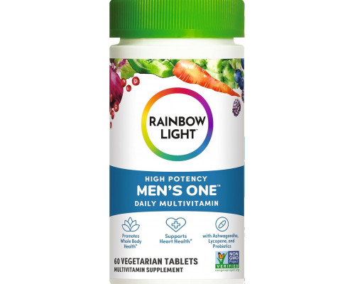 Мультивитамины для мужчин, Men's One, Rainbow Light, одна на день, высокая эффективность, 60 вегетарианских таблеток