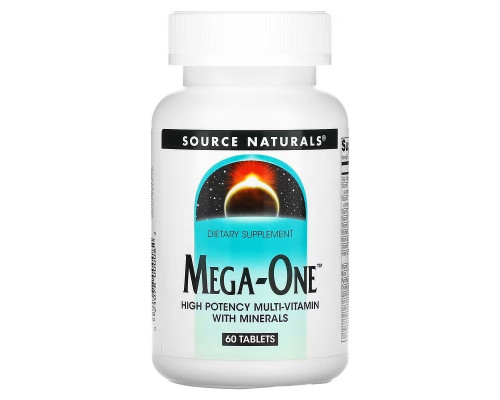 Мультивитамины Mega-One, Multi-Vitamin with Minerals, Source Naturals, по 1 в день, 60 таблеток