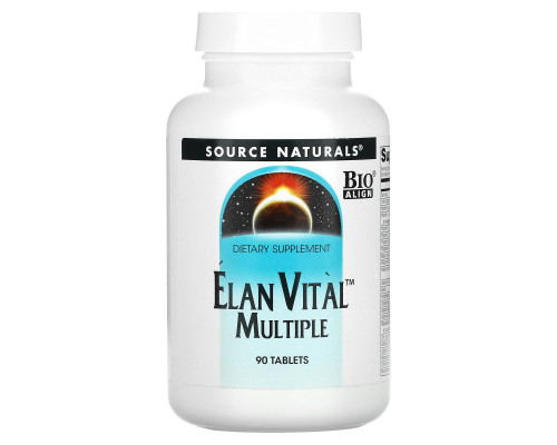 Мультивитамины, Elan Vital Multiple, Source Naturals, 90 таблеток