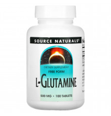 Глютамин, L-Glutamine, Source Naturals, 500 мг, 100 таблеток