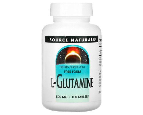 Глютамин, L-Glutamine, Source Naturals, 500 мг, 100 таблеток