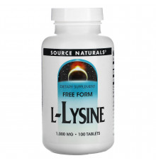 Лизин, L-Lysine, Source Naturals, 1000 мг, 100 таблеток