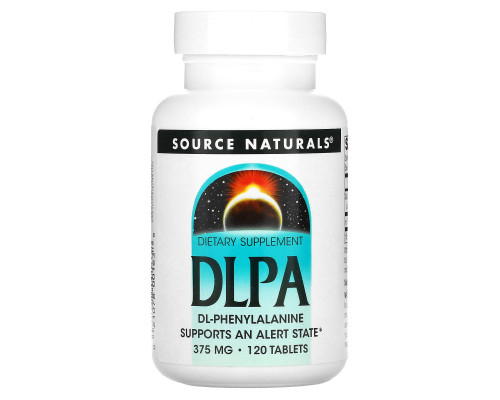 DL-Фенилаланин, DLPA, Source Naturals, 375 мг, 120 таблеток.