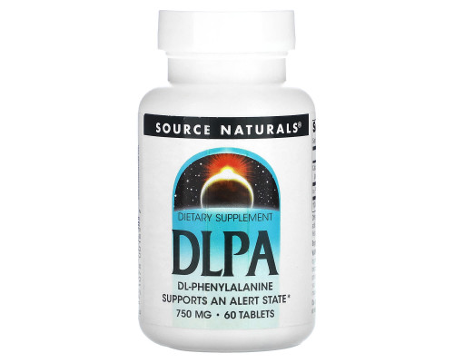 DL-Фенилаланин, DLPA, Source Naturals, 750 мг, 60 таблеток.