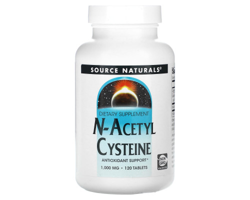 Ацетилцистеин, N-Acetyl Cysteine, Source Naturals, 1000 мг, 120 таб.