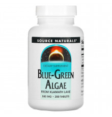 Сине-зеленые водоросли, Blue-Green Algae, Source Naturals, 500 мг, 200 таблеток