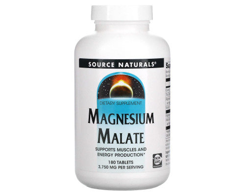 Магний малат, Magnesium Malate, Source Naturals, 1250 мг, 180 таблеток