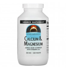 Кальций и магний, Calcium & Magnesium, Source Naturals, 300 мг, 250 таблеток