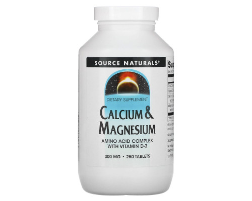 Кальций и магний, Calcium & Magnesium, Source Naturals, 300 мг, 250 таблеток