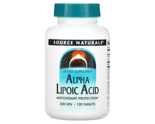 Альфа-липоевая кислота, Alpha Lipoic Acid, Source Naturals, 200 мг, 120 таблеток