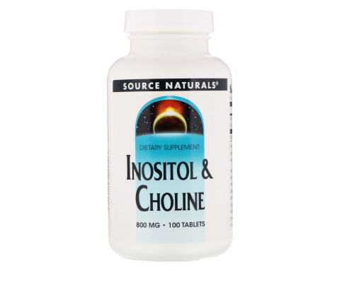 Холин и Инозитол, Inositol Choline, Source Naturals, 800 мг, 100 таб.