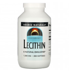 Лецитин, Lecithin, Source Naturals, 1200 мг, 200 капсул