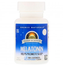 Мелатонин, Melatonin, Source Naturals, мята, 1 мг, 100 леденцов