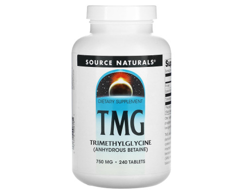 Триметилглицин (ТМГ), TMG, Source Naturals, 750 мг, 240 таблеток