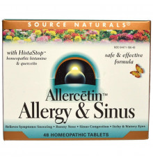 Гомеопатия для аллергиков, Allergy & Sinus, Source Naturals, 48 таб.