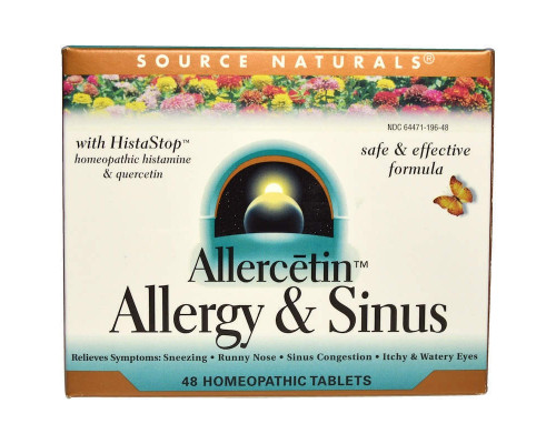 Гомеопатия для аллергиков, Allergy & Sinus, Source Naturals, 48 таб.