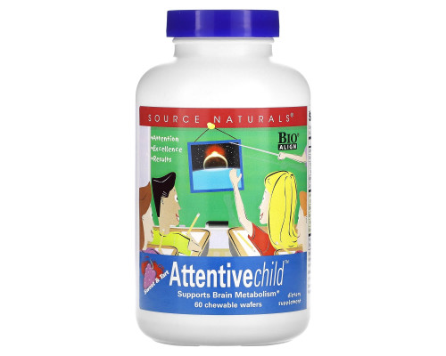 Внимательный ребенок, Attentive Child, Source Naturals, вкус сладкий, 60 жевательных таблеток