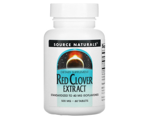 Красный клевер, Red Clover, Source Naturals, экстракт, 500 мг, 60 таблеток