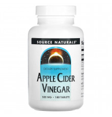 Яблочный cидровый уксус, Apple Cider Vinegar, Source Naturals, 500 мг, 180 таблеток