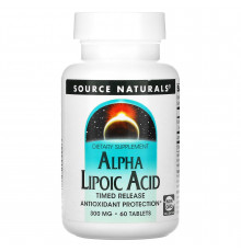 Альфа-липоевая кислота, Alpha Lipoic Acid, Source Naturals, замедленного высвобождения, 300 мг, 60 таблеток