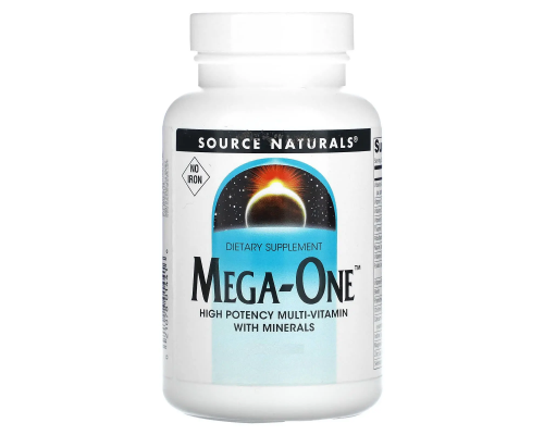 Мультивитамины и минералы, без железа, Mega-One, Source Naturals, по 1 в день, 30 таблеток