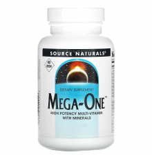 Мультивитамины и минералы, без железа, Mega-One, Source Naturals, по 1 в день, 90 таблеток