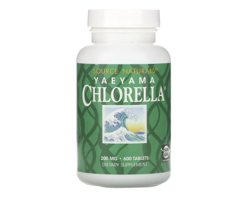 Хлорелла, Yaeyama Chlorella, Source Naturals, 200 мг, 600 таблеток