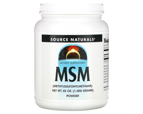 Метилсульфонилметан, MSM Powder, Source Naturals, 1000 гр.