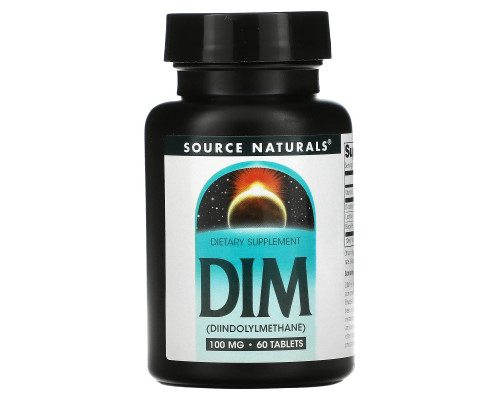 Дииндолилметан, DIM, Source Naturals, 100 мг, 60 таблеток.