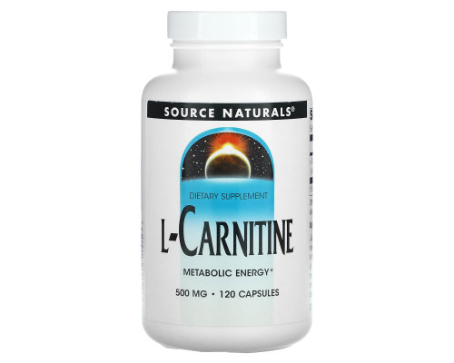 L-карнитин, L-Carnitine, Source Naturals, 500 мг, 120 капсул