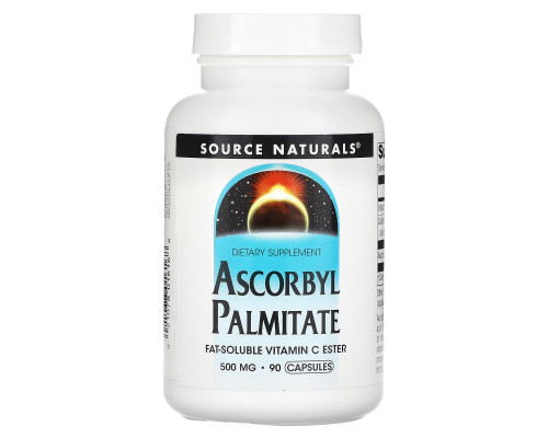 Аскорбил пальмитат, Ascorbyl Palmitate, Source Naturals, 500 мг, 90 капсул