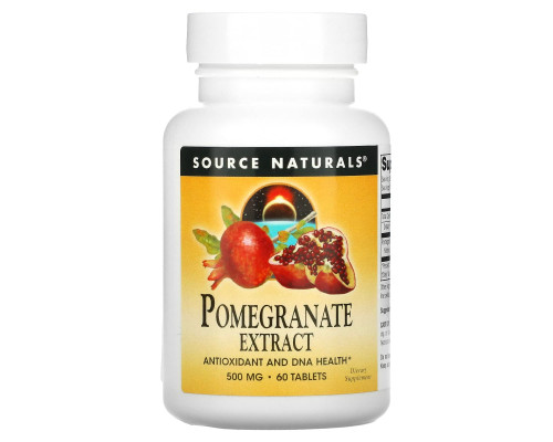 Экстракт граната, Pomegranate Extract, Source Naturals, 500 мг, 60 таблеток