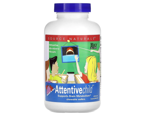 Внимательный ребенок, Attentive Child, Source Naturals, вкус сладкий, 120 жевательных таблеток