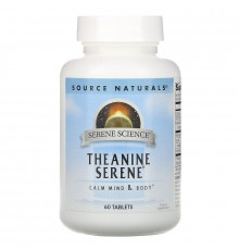 Теанин, спокойствие, Theanine Serene, Source Naturals, 60 таблеток
