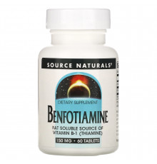 Бенфотиамин, Benfotiamine, Source Naturals, 150 мг, 60 таблеток