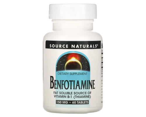 Бенфотиамин, Benfotiamine, Source Naturals, 150 мг, 60 таблеток