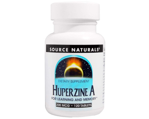 Витамины для мозга, Huperzine A, Source Naturals, 200 мкг, 120 таблеток