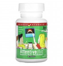 Внимательный ребенок,  Attentive Child, Source Naturals, 60 таблеток