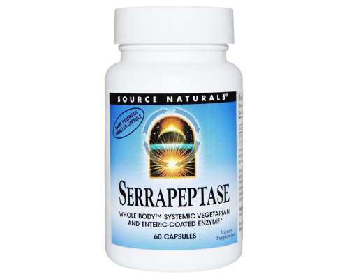 Серрапептаза, Serrapeptase, Source Naturals, 60 капсул