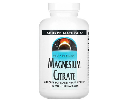 Цитрат магния, Magnesium Citrate, Source Naturals, 133 мг, 180 капсул