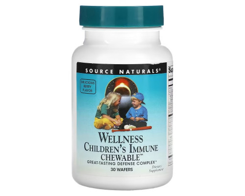 Укрепление иммунитета у детей, Children's Immune Chewable, Source Naturals, с ягодным вкусом, 30 жевательных конфет