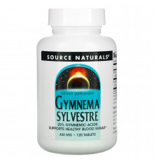 Джимнема Сильвестра, Gymnema Sylvestre, Source Naturals, 450 мг, 120 таблеток