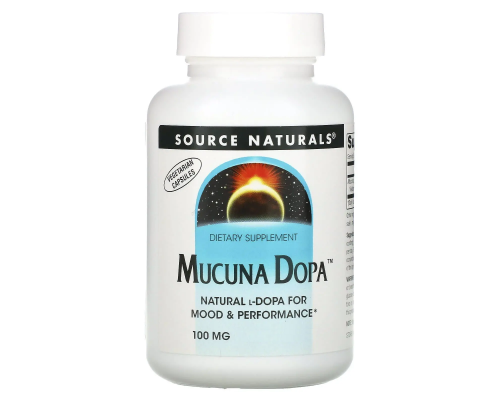 Мукуна жгучая, Mucuna Dopa, Source Naturals, 100 мг, 60 вегетарианских капсул