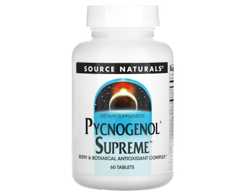 Пикногенол Сьюприм, Pycnogenol Supreme, Source Naturals, 60 таблеток