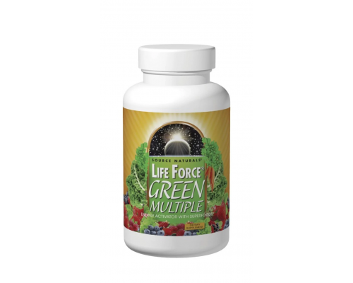 Мультивитамины, Life Force Green Multiple, Source Naturals, активатор энергии с суперпродуктами, 45 таблеток