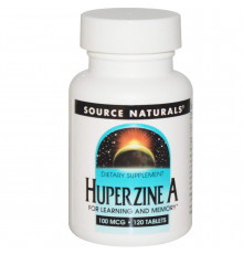 Витамины для мозга, Huperzine A, Source Naturals, 100 мкг, 120 таблеток