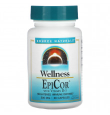 Эпикор + витамин D3, EpiCor, Source Naturals, 500 мг, 30 капсул