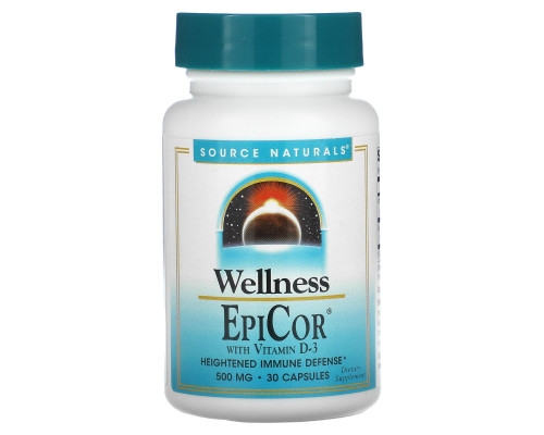 Эпикор + витамин D3, EpiCor, Source Naturals, 500 мг, 30 капсул