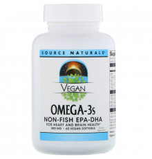 Омега-3, Omega-3S EPA-DHA, Source Naturals, для веганов, 300 мг, 60 кап.