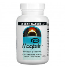Магний L-треонат, Magtein, Source Naturals, 667 мг, 90 капсул